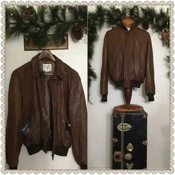 Vintage PETER JAMES Lambskin Leather Designs San Francisco Brown Moto Jacket